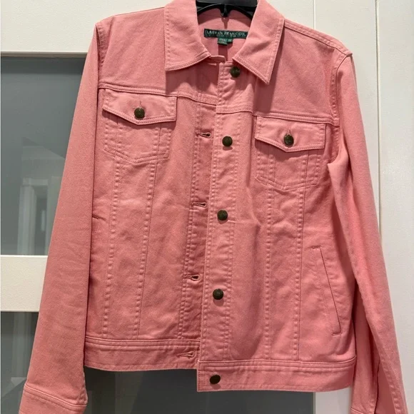 Lauren Ralph Lauren Pink Coral Jean Jacket size Medium - Picture 1 of 7